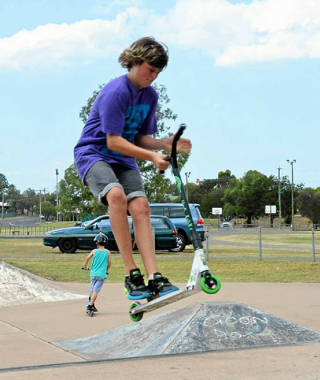 Ethan Hiam in action on his scooter at the Summer Festival. Ethan Hiam in action on his scooter at the Summer Festival.